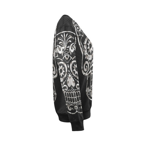 Skull, black silver metal All Over Print Crewneck Sweatshirt for Women (Model H18)