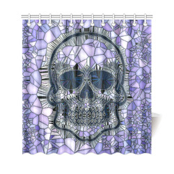 Glass Mosaic Skull, blue by JamColors Shower Curtain 69"x72"