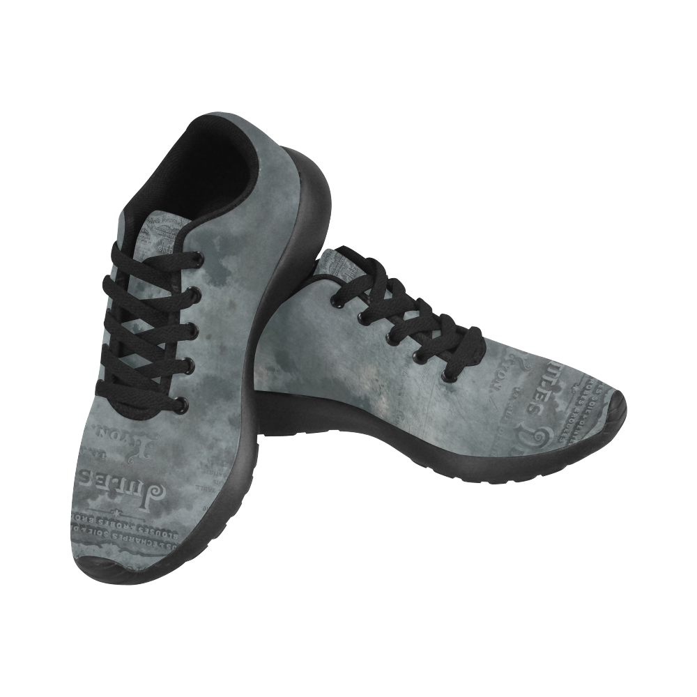 Dark grey letter vintage batik look Women’s Running Shoes (Model 020)