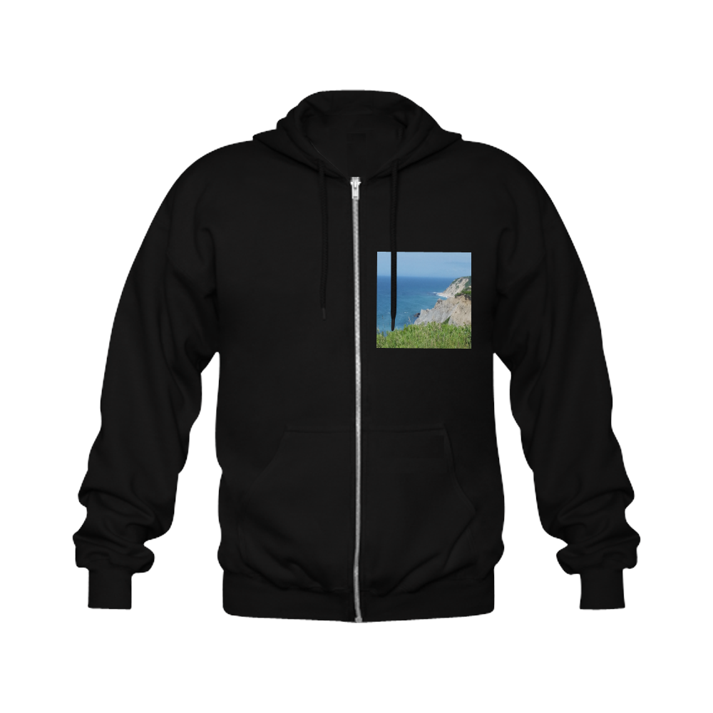 Block Island Bluffs - Block Island, Rhode Island Gildan Full Zip Hooded Sweatshirt (Model H02)