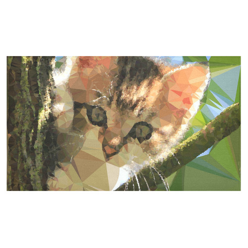 Kitten In Tree Low Poly Triangles Cotton Linen Tablecloth 60"x 104"