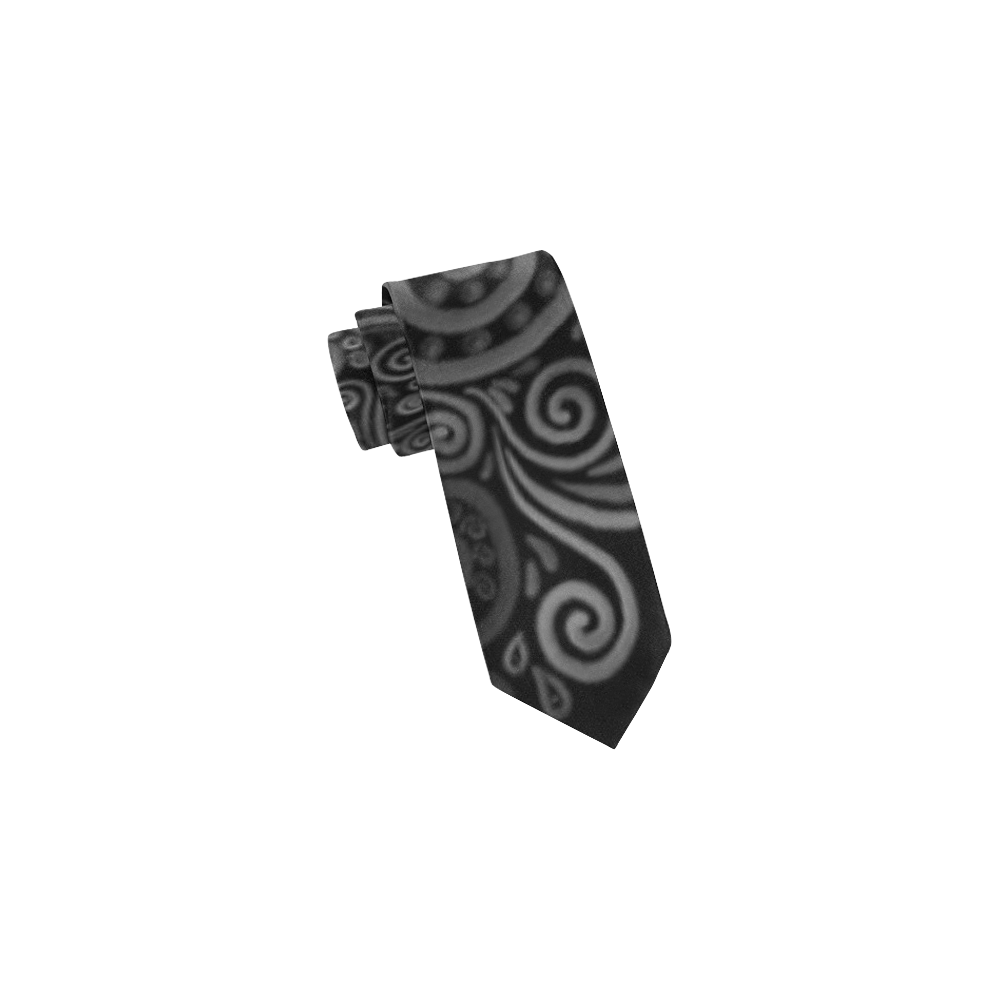 3D Psychedelic Black and White Rose Classic Necktie (Two Sides)
