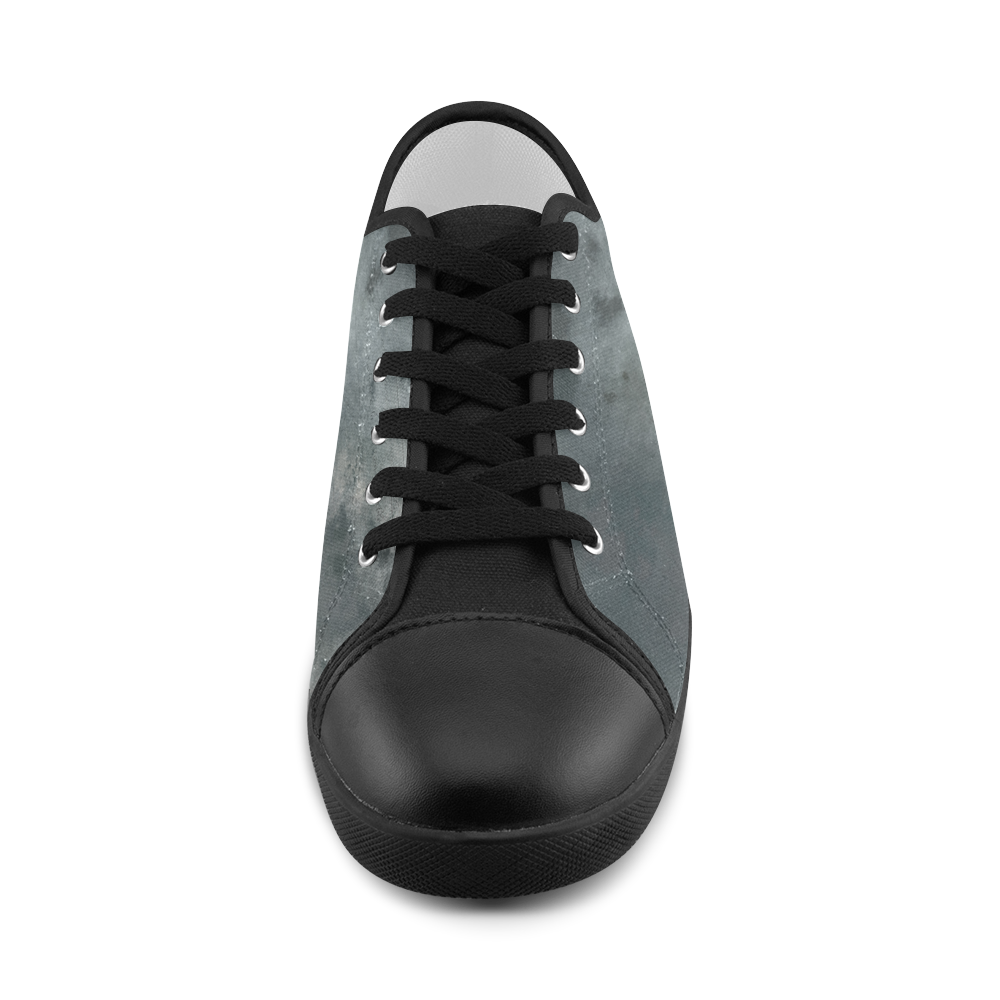 Dark grey letter vintage batik look Canvas Shoes for Women/Large Size (Model 016)
