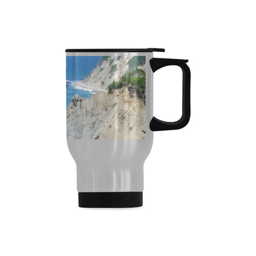 Block Island Bluffs - Block Island, Rhode Island Travel Mug (Silver) (14 Oz)