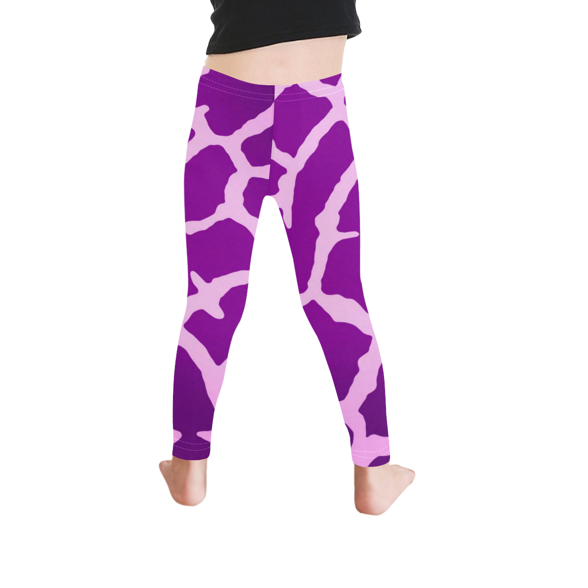 Purple Giraffe Print Kid's Ankle Length Leggings (Model L06)