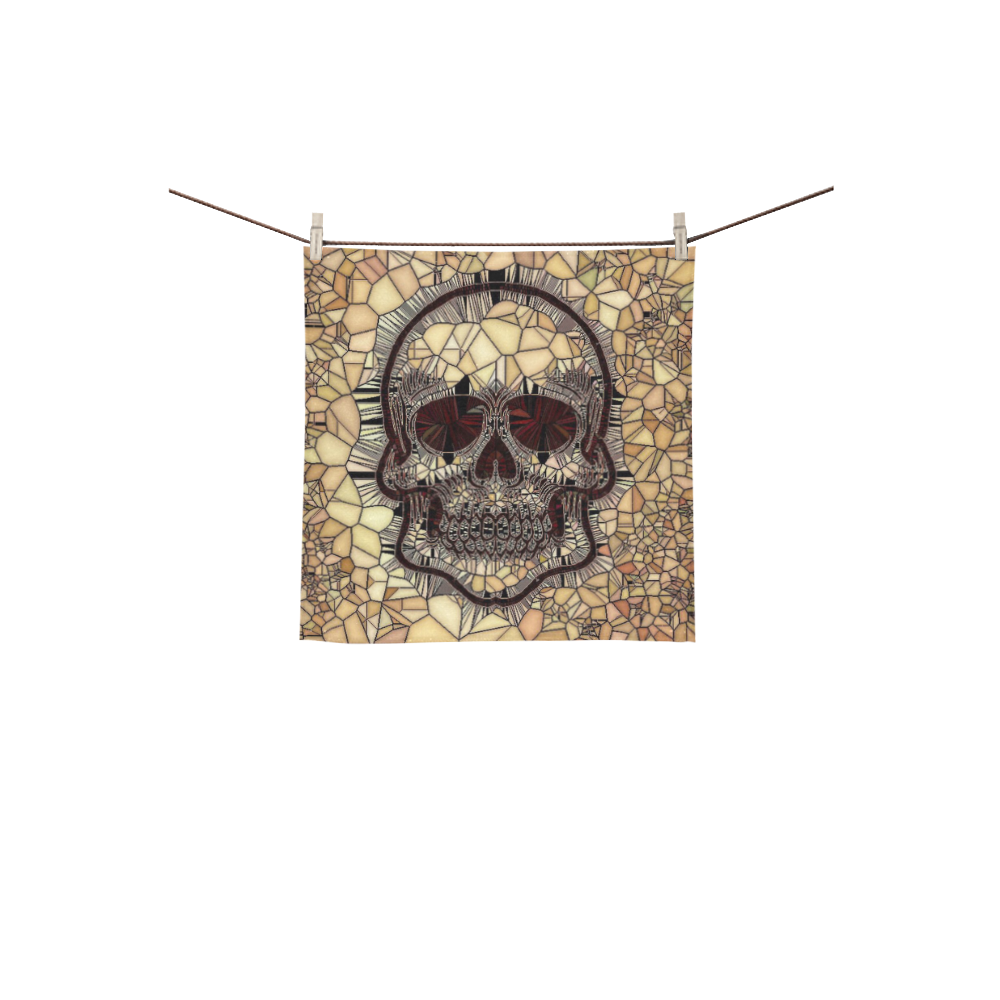 Glass Mosaic Skull,beige by JamColors Square Towel 13“x13”