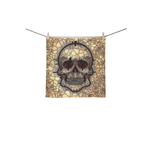 Glass Mosaic Skull,beige by JamColors Square Towel 13“x13”