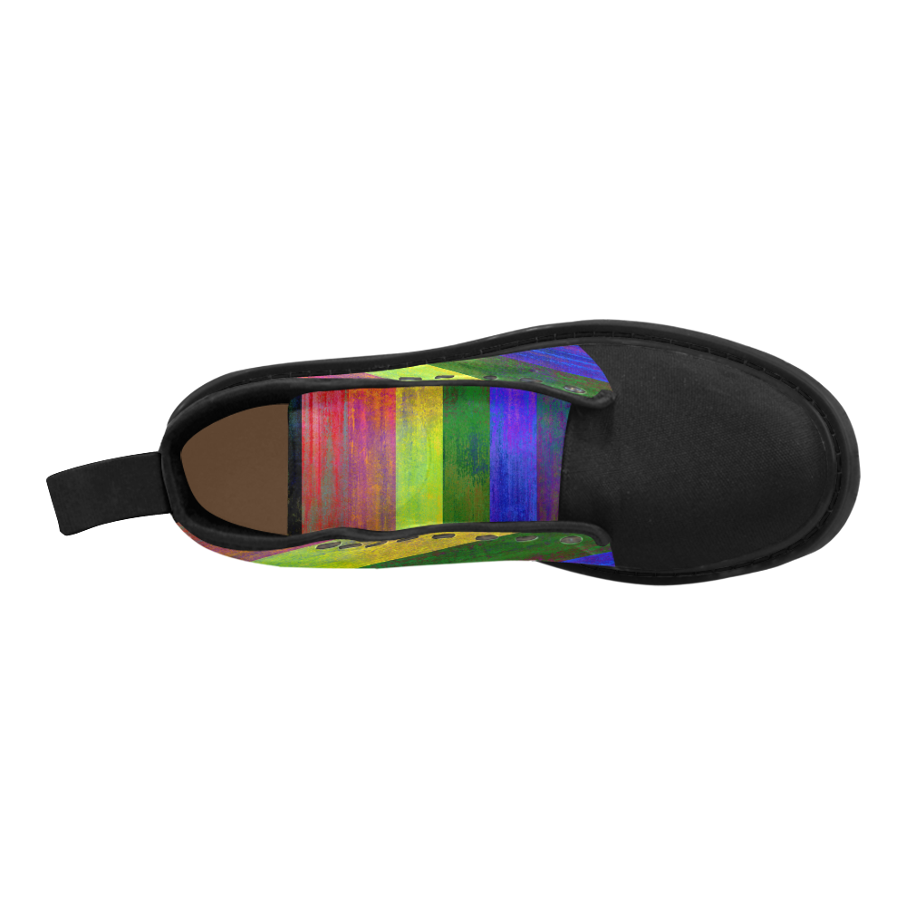 Rainbow Flag Colored Stripes Dark Grunge Martin Boots for Men (Black) (Model 1203H)