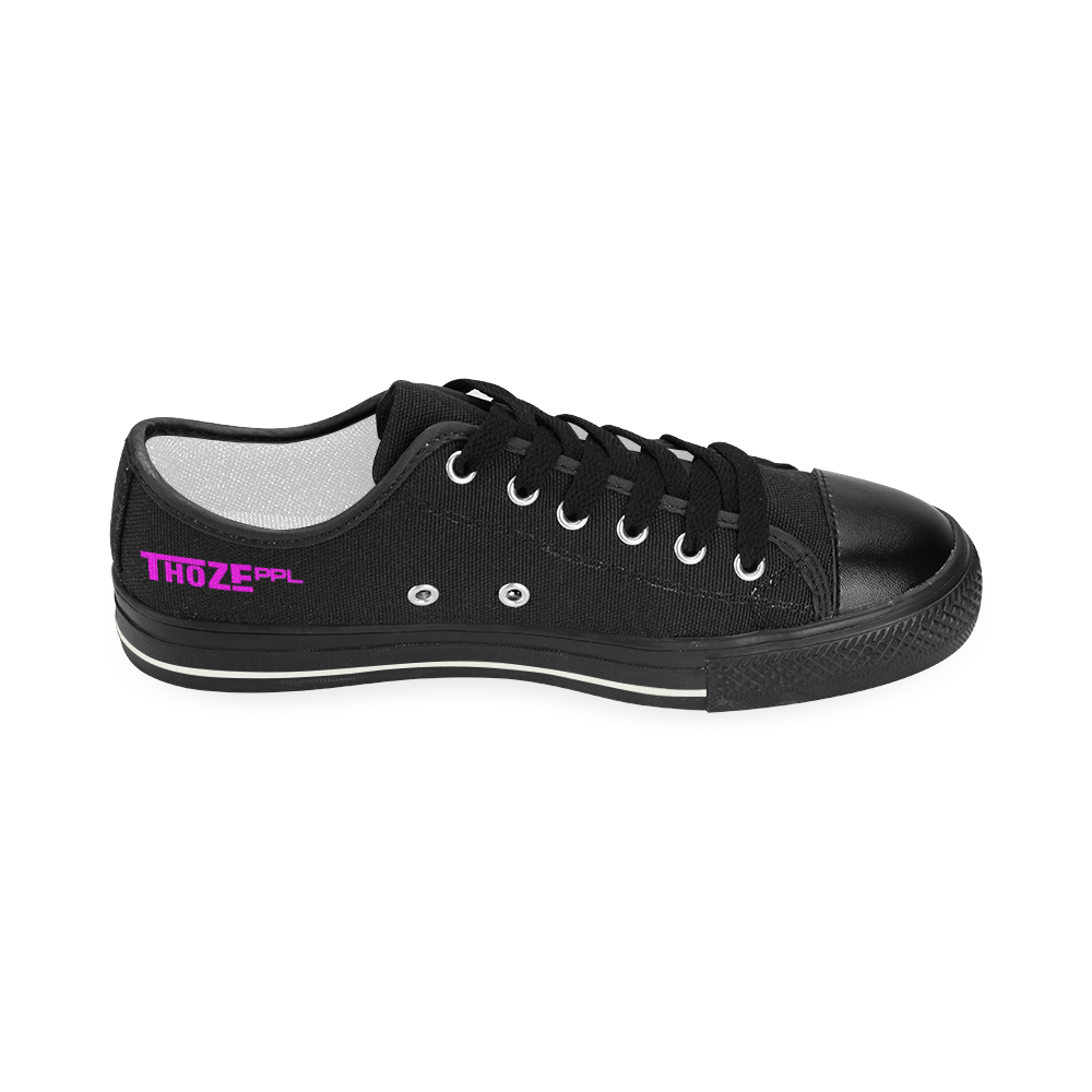 Thoze Low for Ladies (Pink on Black) Women's Classic Canvas Shoes (Model 018)