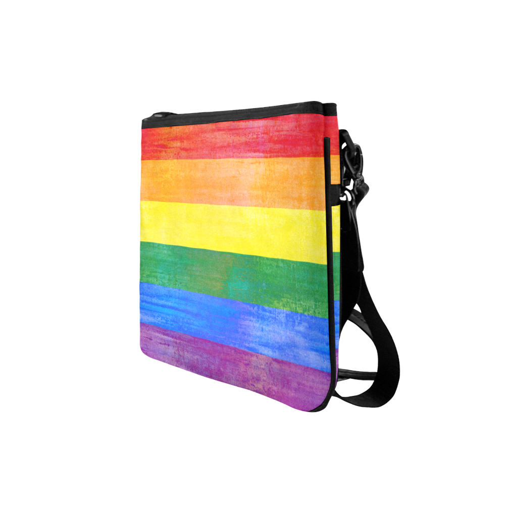 Rainbow Flag Colored Stripes Grunge Slim Clutch Bag (Model 1668)