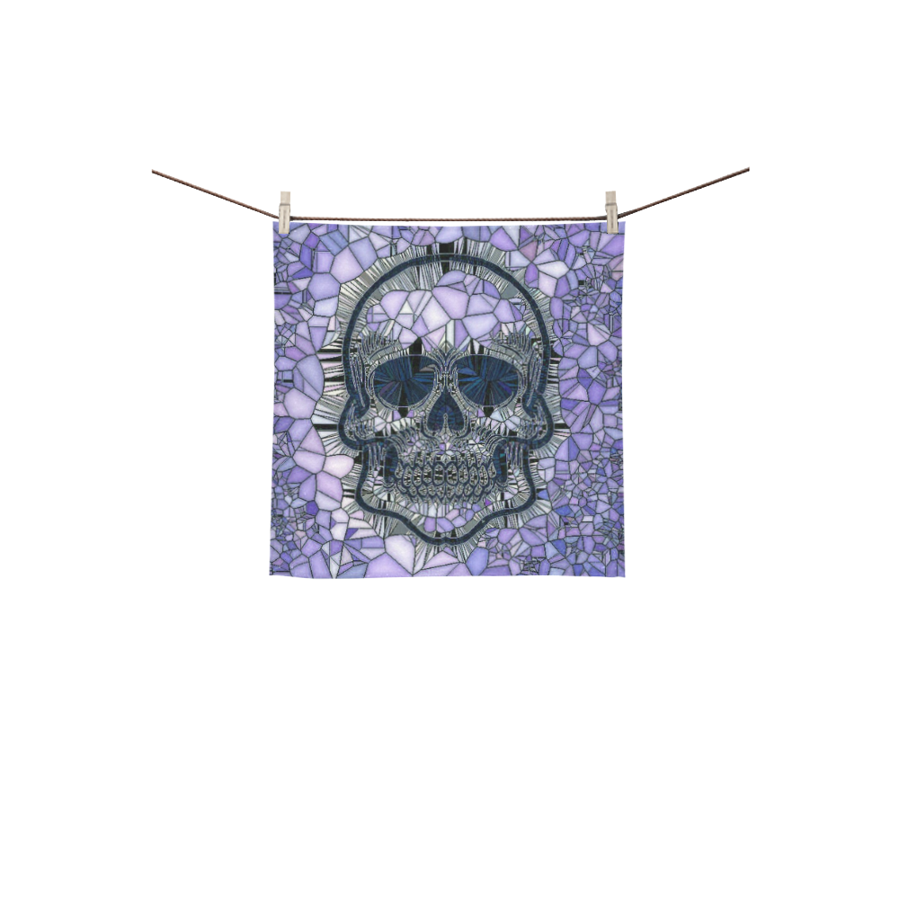 Glass Mosaic Skull, blue by JamColors Square Towel 13“x13”