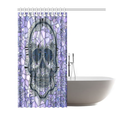 Glass Mosaic Skull, blue by JamColors Shower Curtain 72"x72"
