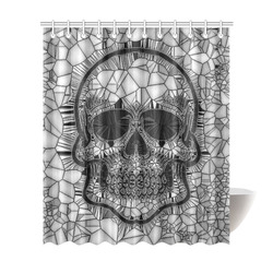 Glass Mosaic Skull, black  by JamColors Shower Curtain 72"x84"