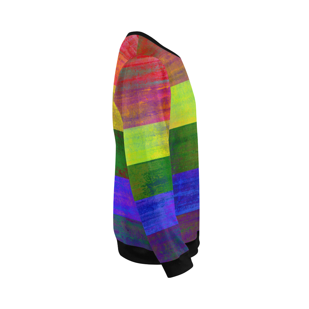 Rainbow Flag Colored Stripes Dark Grunge All Over Print Crewneck Sweatshirt for Men (Model H18)