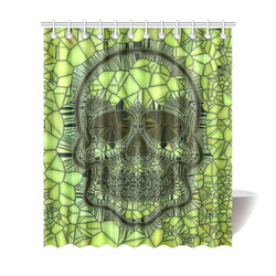 Glass Mosaic Skull,green by JamColors Shower Curtain 72"x84"