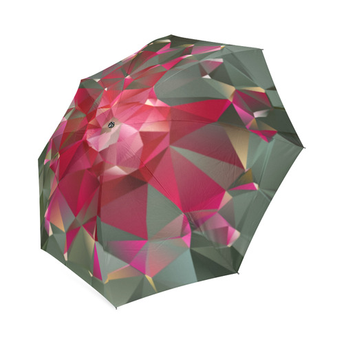 Ruby Low Poly Floral Geometric Triangles Foldable Umbrella (Model U01)