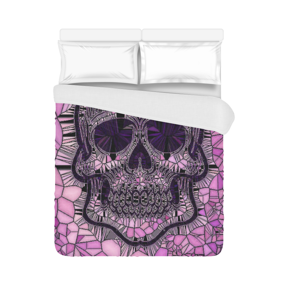 Glass Mosaic Skull,pink by JamColors Duvet Cover 86"x70" ( All-over-print)