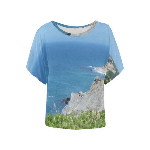 Block Island Bluffs - Block Island, Rhode Island Women's Batwing-Sleeved Blouse T shirt (Model T44)
