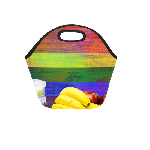 Rainbow Flag Colored Stripes Dark Grunge Neoprene Lunch Bag/Small (Model 1669)