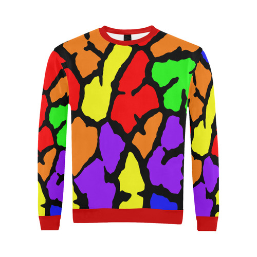 Rainbow Giraffe Print All Over Print Crewneck Sweatshirt for Men/Large (Model H18)