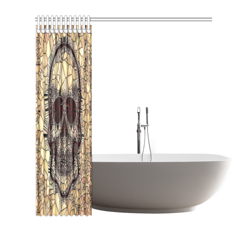Glass Mosaic Skull,beige by JamColors Shower Curtain 72"x72"