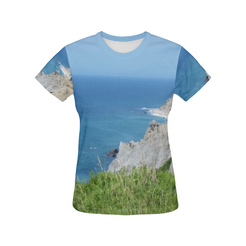 Block Island Bluffs - Block Island, Rhode Island All Over Print T-Shirt for Women (USA Size) (Model T40)
