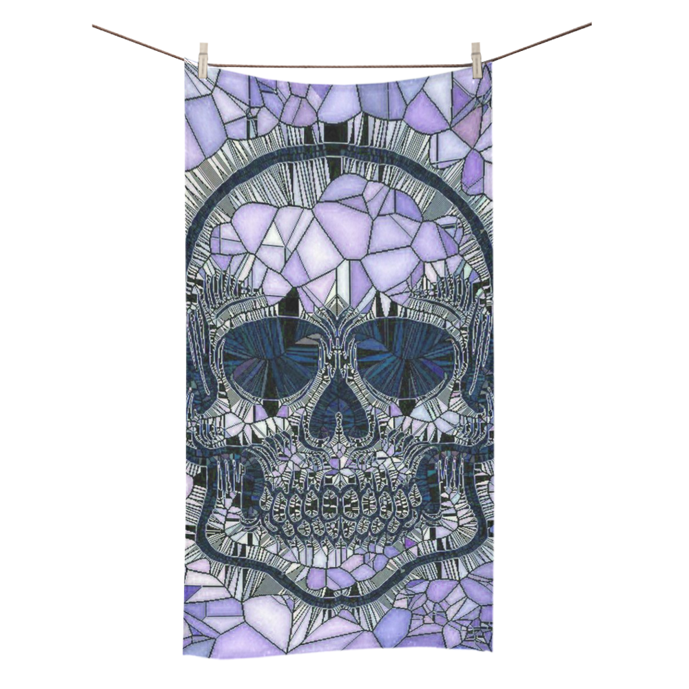 Glass Mosaic Skull, blue by JamColors Bath Towel 30"x56"