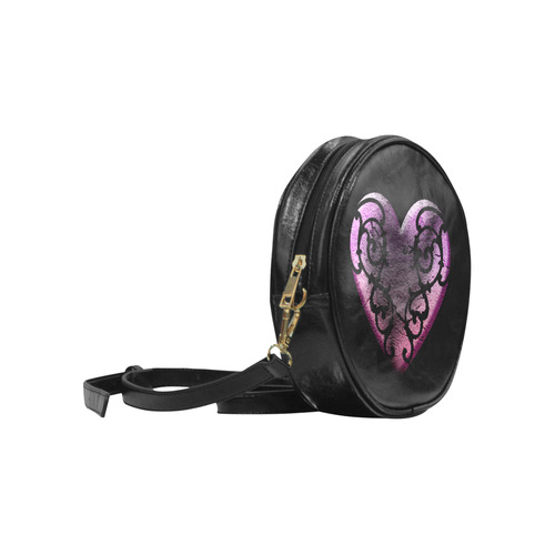 Flilgree Pink Goth Heart Round Sling Bag (Model 1647)