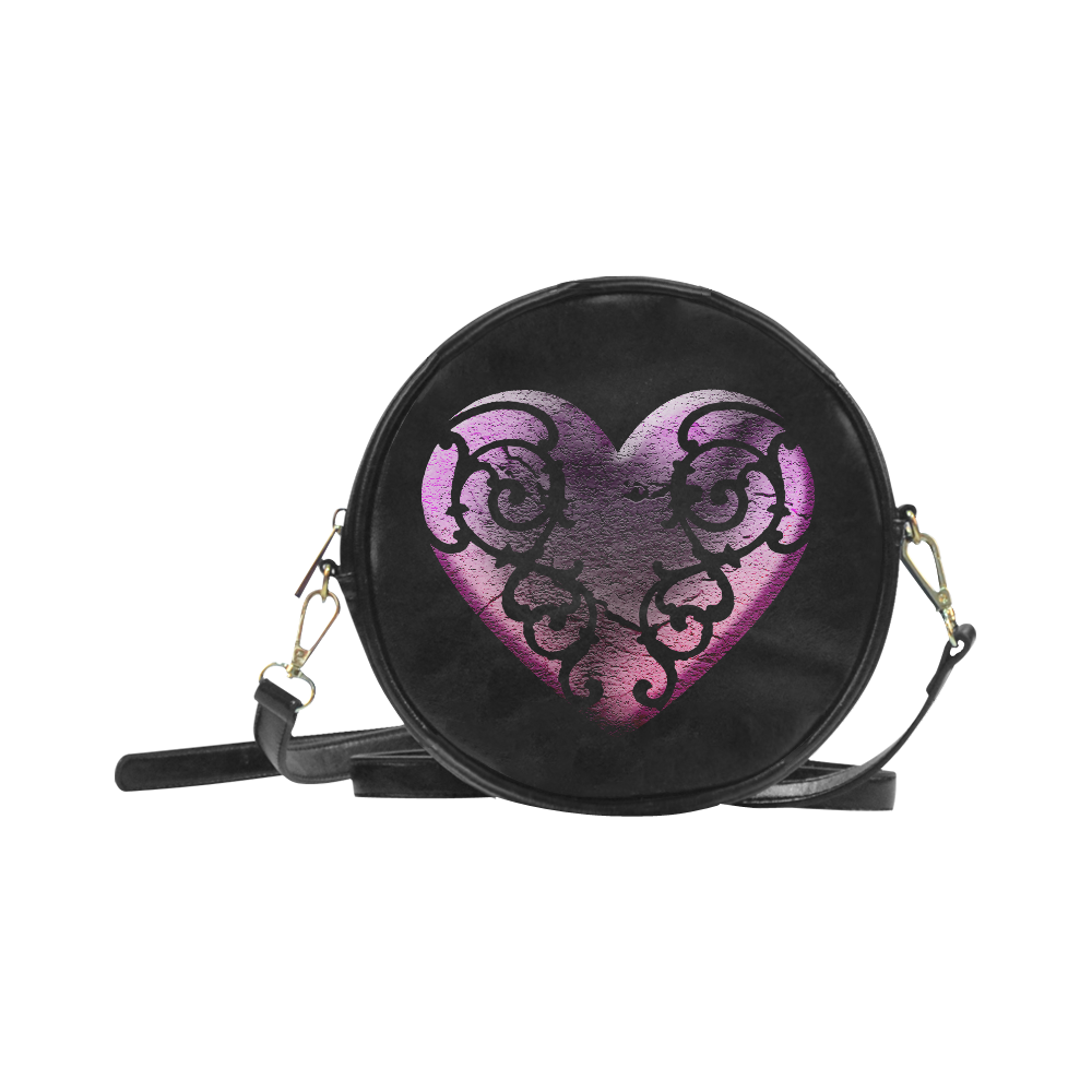 Flilgree Pink Goth Heart Round Sling Bag (Model 1647)