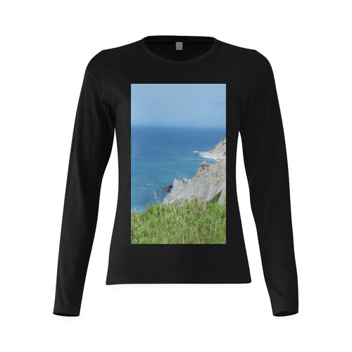 Block Island Bluffs - Block Island, Rhode Island Sunny Women's T-shirt (long-sleeve) (Model T07)