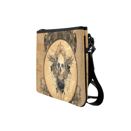 Awesome skull with wings and grunge Slim Clutch Bag (Model 1668)