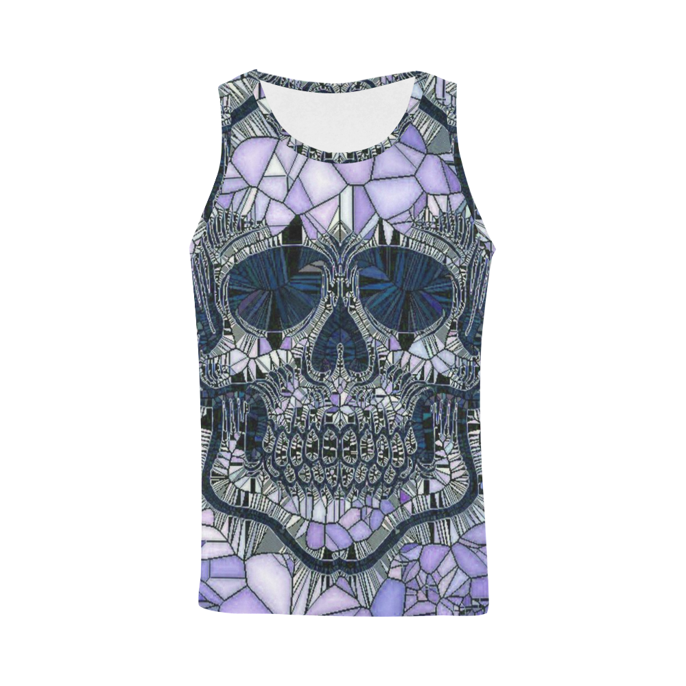 Glass Mosaic Skull, blue by JamColors All Over Print Tank Top for Men (Model T43)