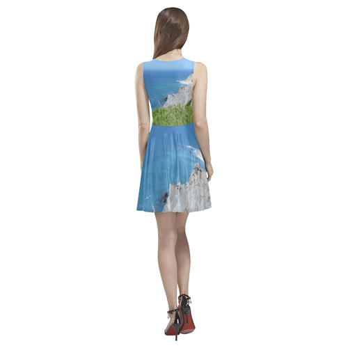 Block Island Bluffs - Block Island, Rhode Island Thea Sleeveless Skater Dress(Model D19)