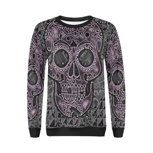 skull pink All Over Print Crewneck Sweatshirt for Women (Model H18)