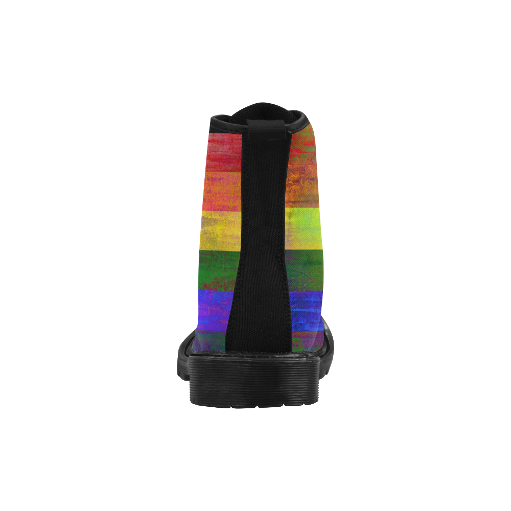 Rainbow Flag Colored Stripes Dark Grunge Martin Boots for Men (Black) (Model 1203H)