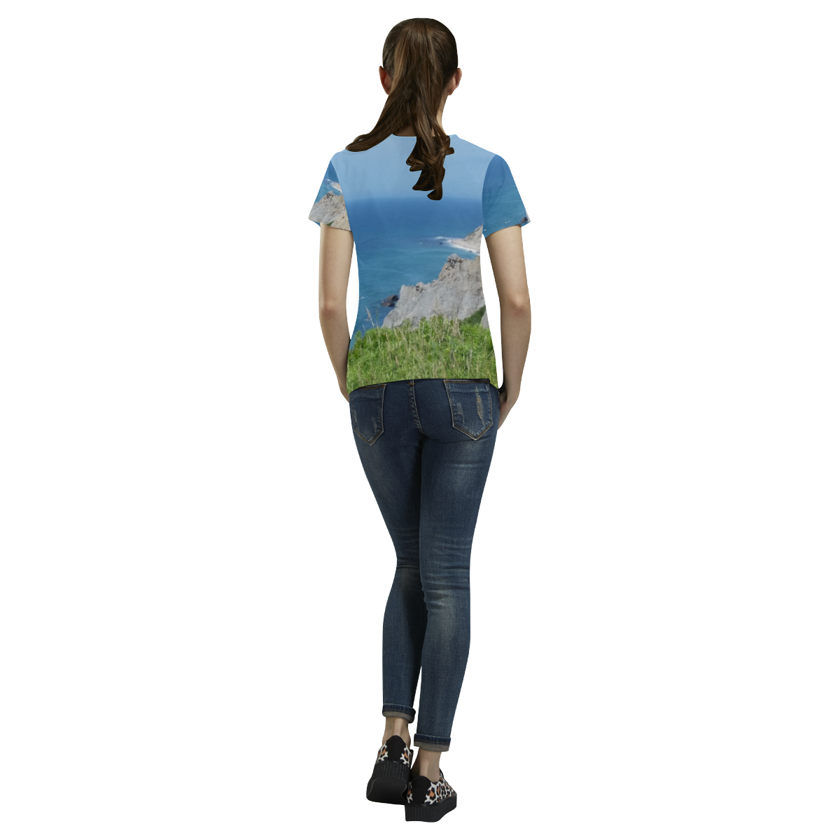 Block Island Bluffs - Block Island, Rhode Island All Over Print T-Shirt for Women (USA Size) (Model T40)