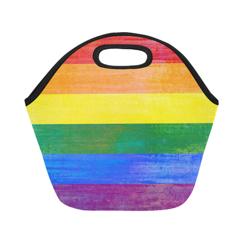 Rainbow Flag Colored Stripes Grunge Neoprene Lunch Bag/Small (Model 1669)