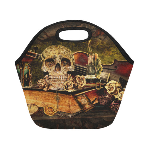 Steampunk Alchemist Mage Roses Celtic Skull Neoprene Lunch Bag/Small (Model 1669)
