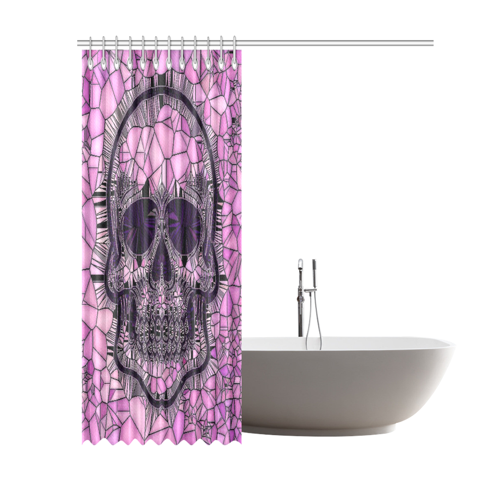 Glass Mosaic Skull,pink by JamColors Shower Curtain 69"x84"