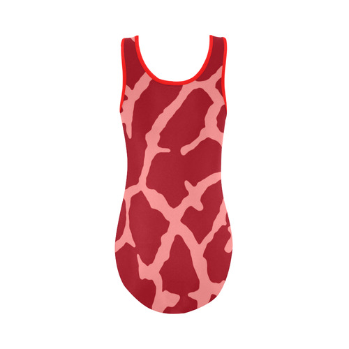 Red Giraffe Print Vest One Piece Swimsuit (Model S04)