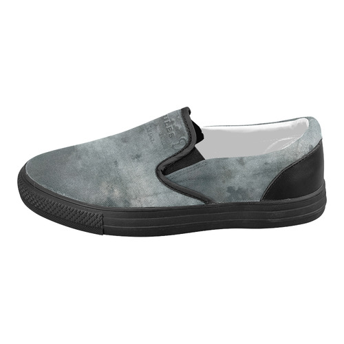Dark grey letter vintage batik look Women's Slip-on Canvas Shoes (Model 019)