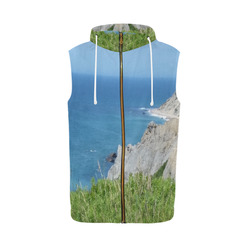 Block Island Bluffs - Block Island, Rhode Island All Over Print Sleeveless Zip Up Hoodie for Men (Model H16)