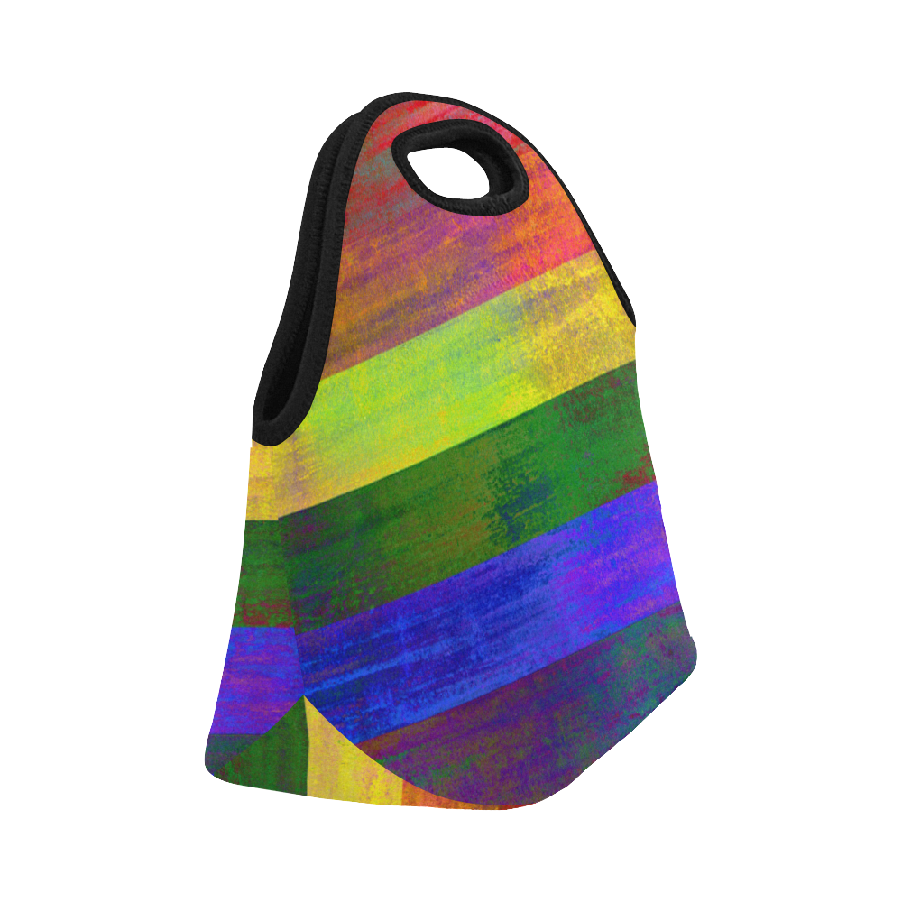 Rainbow Flag Colored Stripes Dark Grunge Neoprene Lunch Bag/Small (Model 1669)