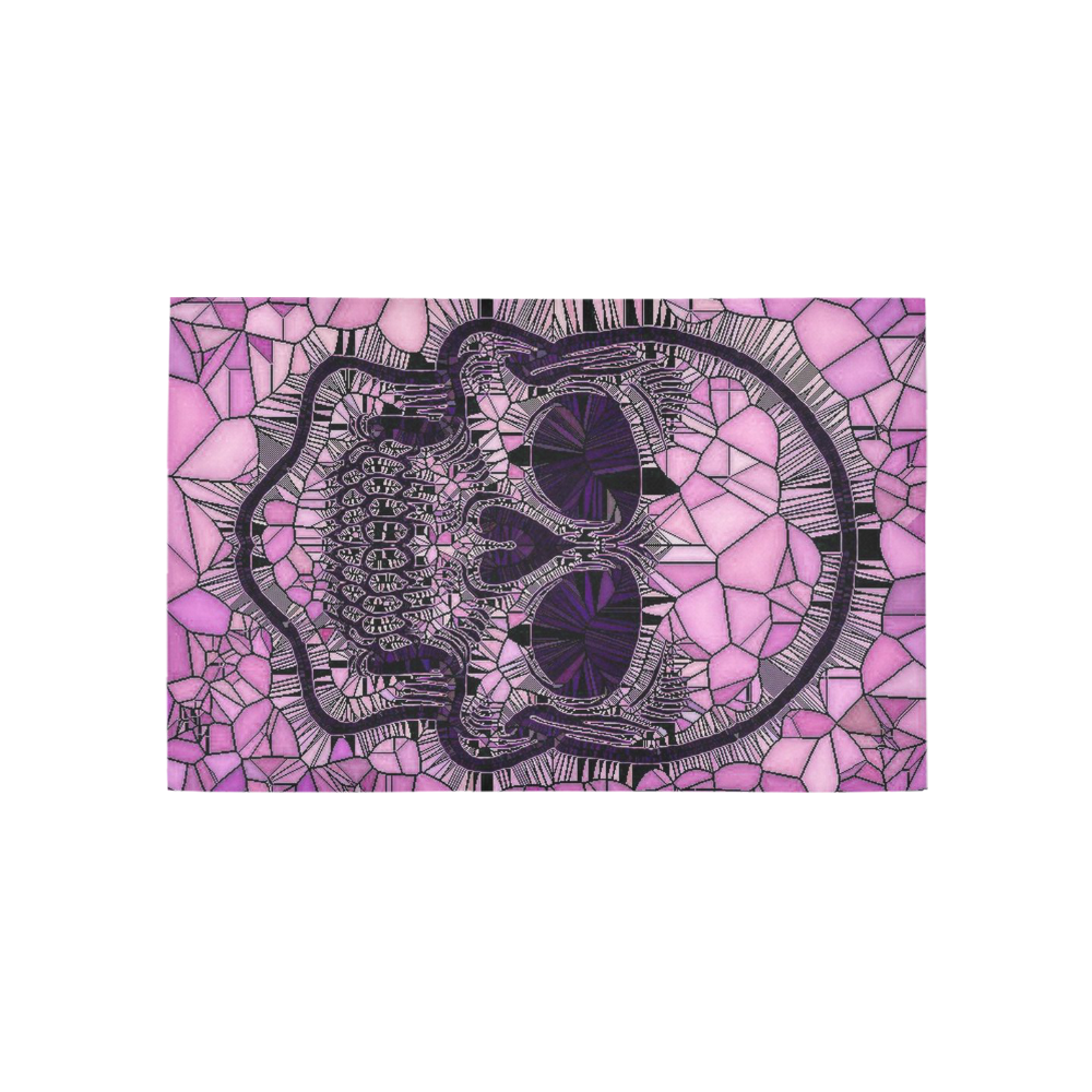 Glass Mosaic Skull,pink by JamColors Area Rug 5'x3'3''