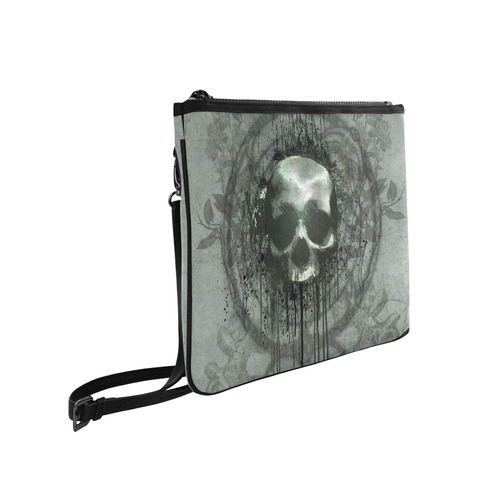 Awesome skull with bones and grunge Slim Clutch Bag (Model 1668)