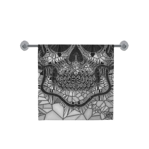 Glass Mosaic Skull, black  by JamColors Bath Towel 30"x56"