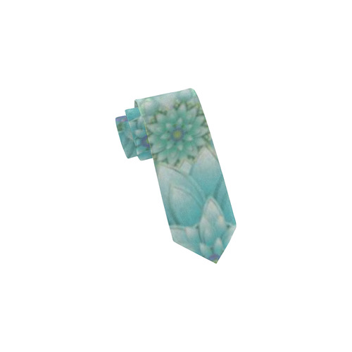 Turquoise Happiness, Lotus pattern Classic Necktie (Two Sides)