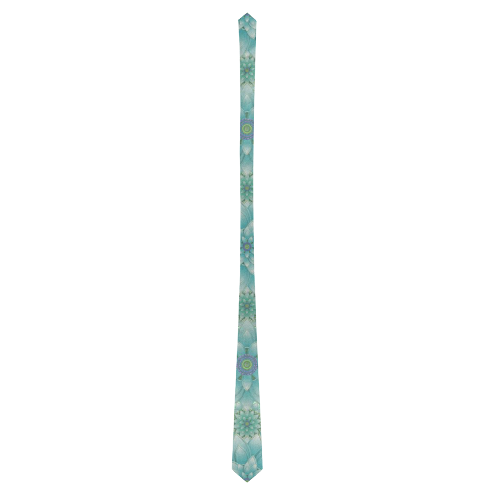 Turquoise Happiness, Lotus pattern Classic Necktie (Two Sides)