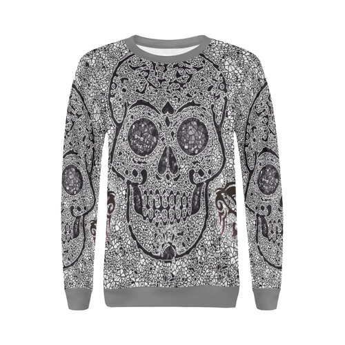 Mosaic Skull All Over Print Crewneck Sweatshirt for Women (Model H18)