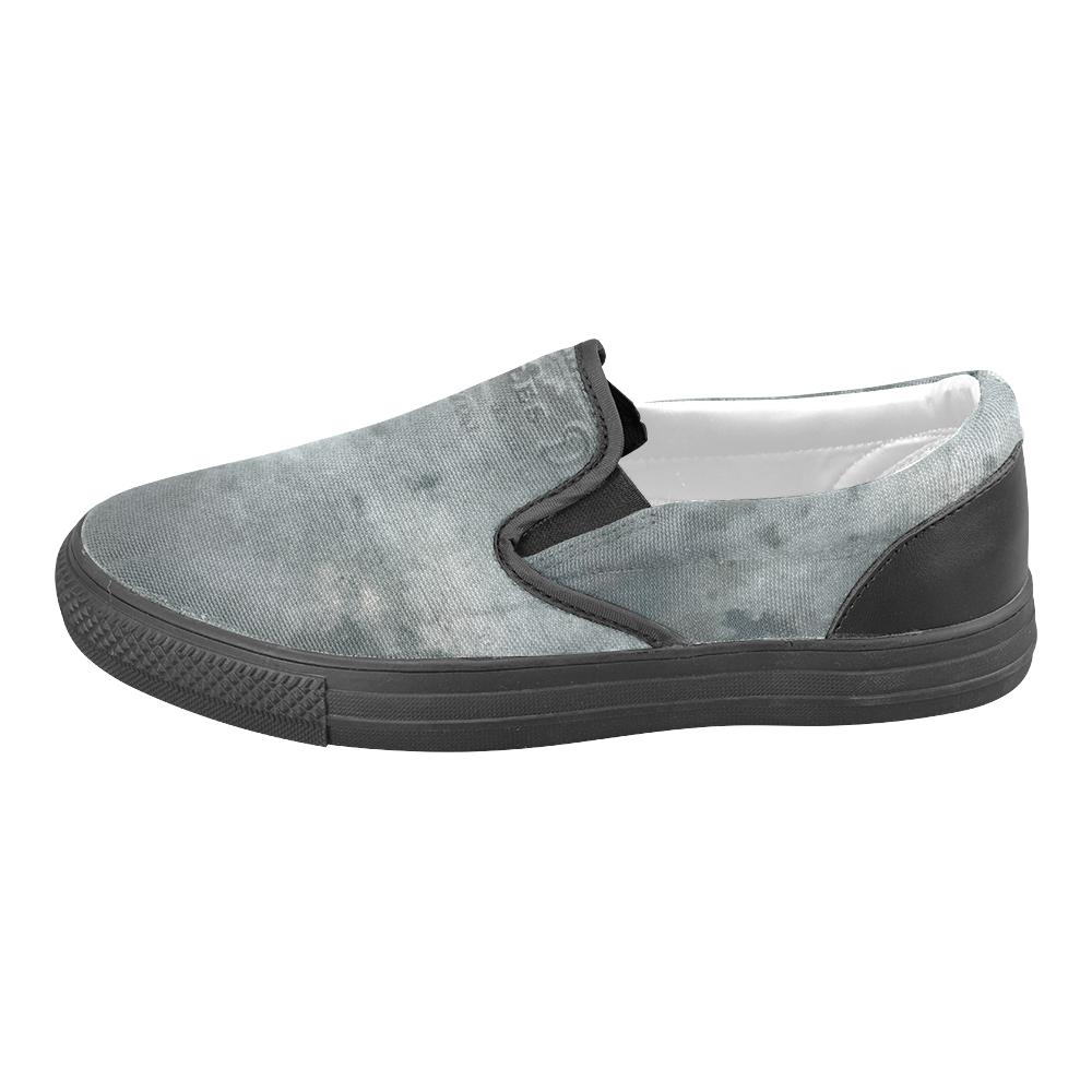 Dark grey letter vintage batik look Men's Slip-on Canvas Shoes (Model 019)